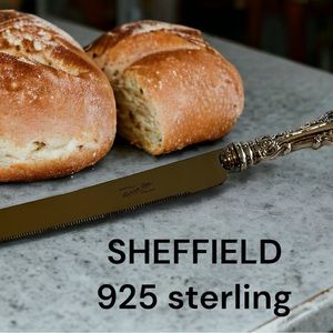 SHEFFIELD ENGLAND NEW STERLING SILVER .925 BREAD KNIFE stainless blade